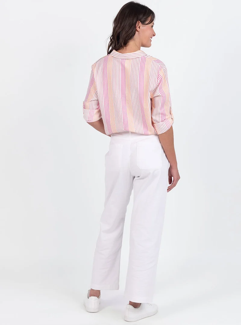 Chemisier femme rayé rose en viscose & coton