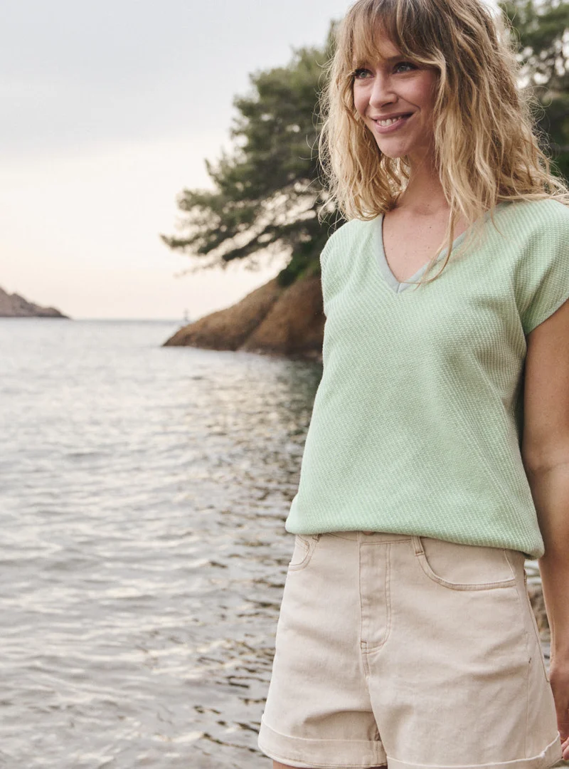 Pull manches courtes col V Floriane