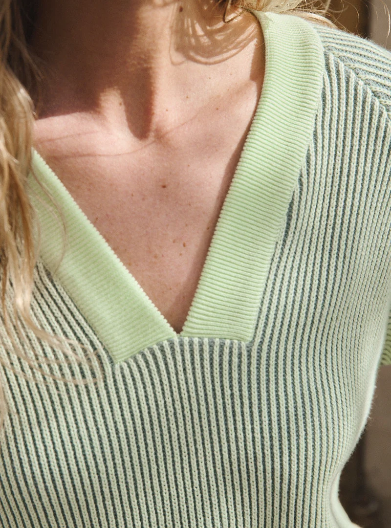 Pull col V maille perlée Frida
