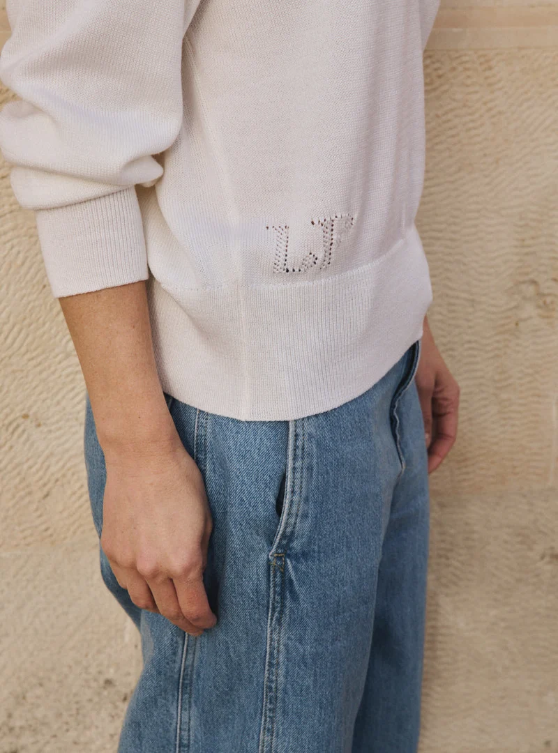 Pull col bateau blanc Fanny