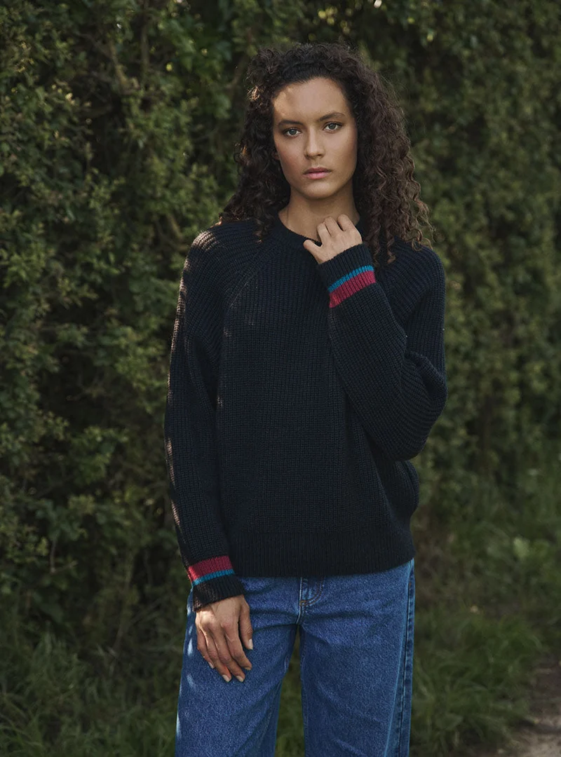 Pull maille perlée mohair noir Elsa