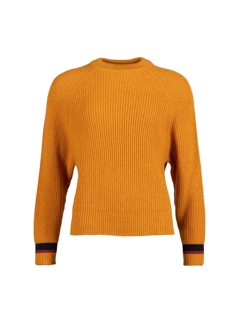 Pull grosse maille perlée jaune Elsa