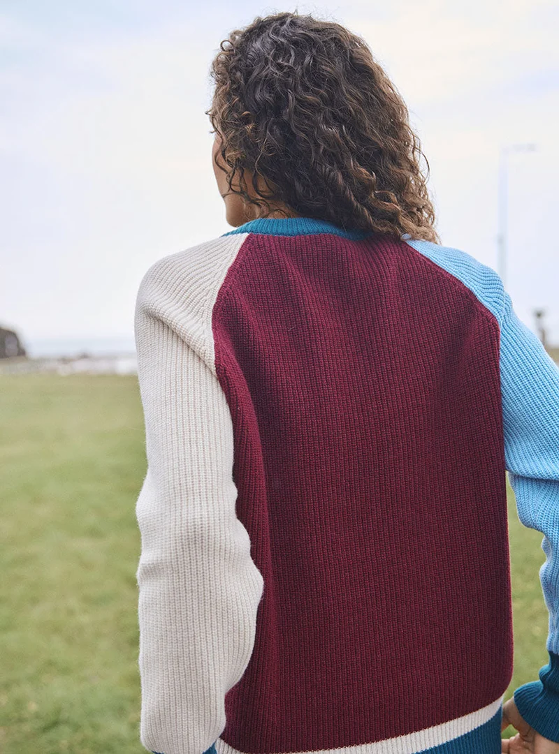 Pull laine mérinos et cachemire tricolore Élisabeth