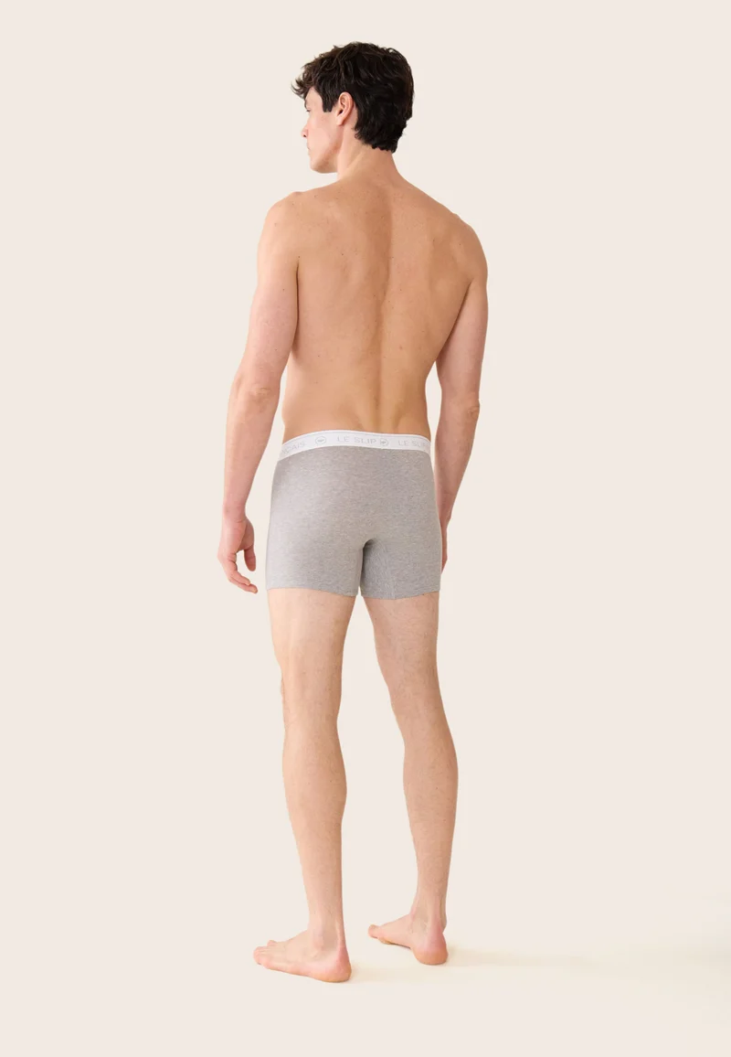 Boxer long gris en coton - Redoutable Long Gris Chiné