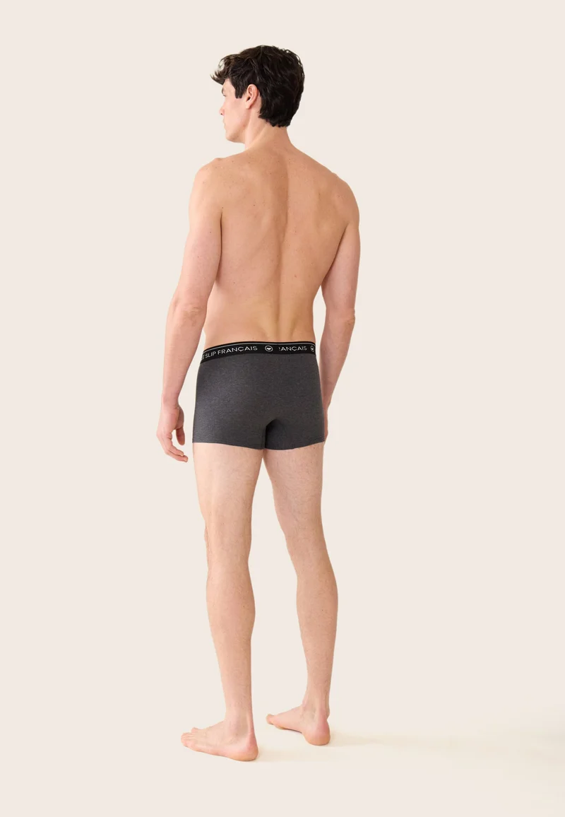 Lot de 3 boxers en coton - Boxers Noir Gris Anthracite Gris Chiné