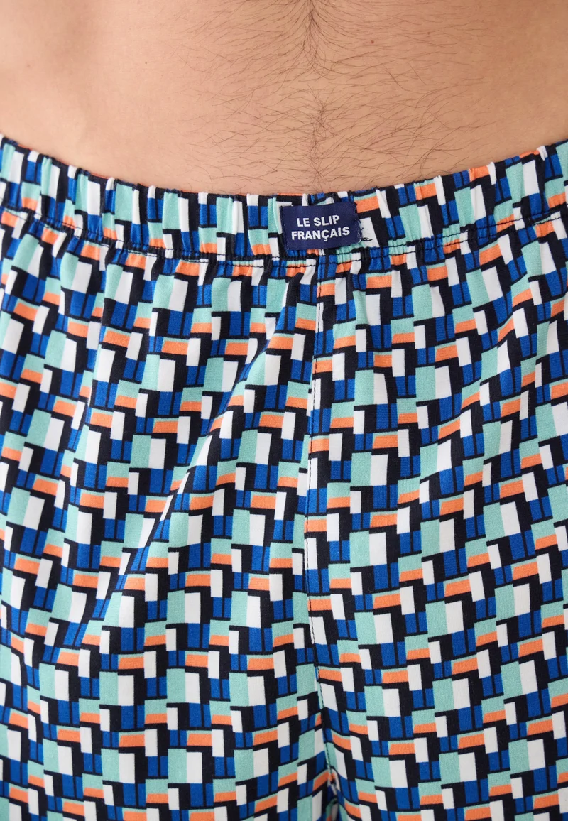 Bas de pyjama court à motif corbusier en coton - Fredy Corbusier Vert Azur