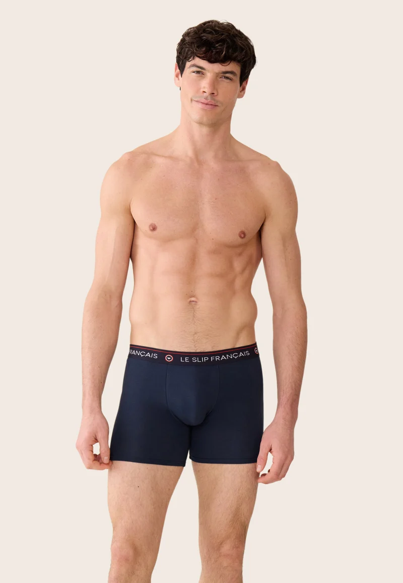 Boxer long marine en coton - Redoutable Long Marine