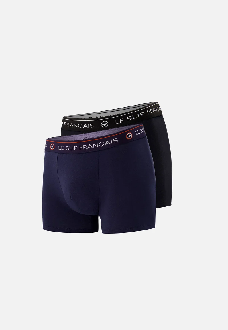 Lot de 2 boxers bleu marine et noir en coton - Boxers Bleu Marine Noir