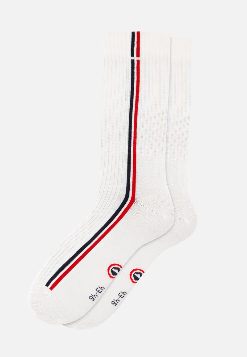 Lot de 2 chaussettes mi-hautes en coton - Chaussettes Marine Blanc Rouge