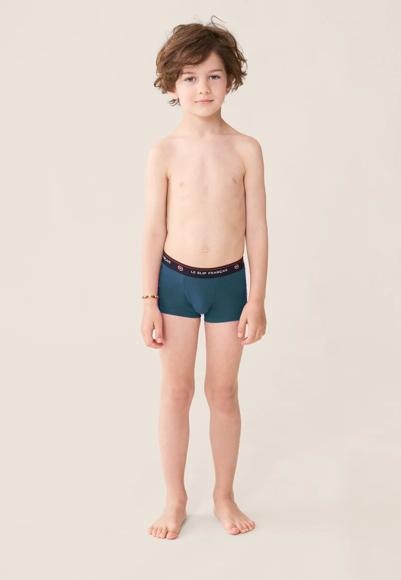 Boxer enfant bleu en coton - Petit Joseph Bleu Canard