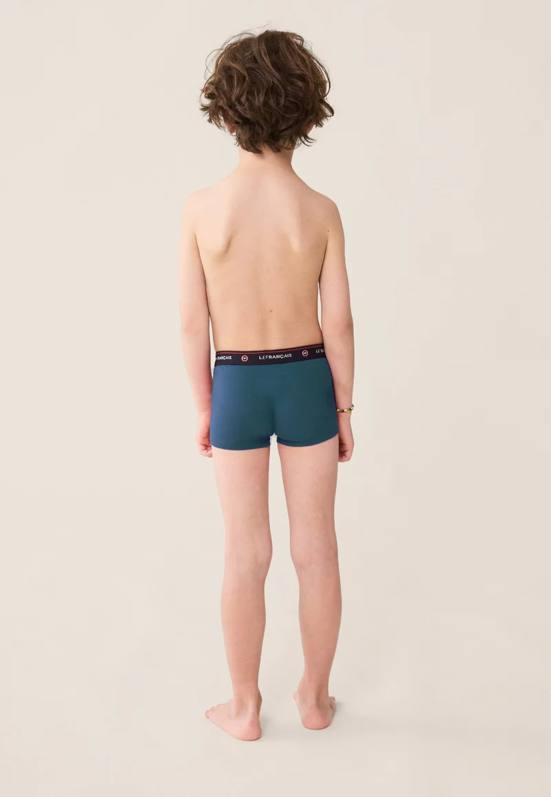 Boxer enfant bleu en coton - Petit Joseph Bleu Canard