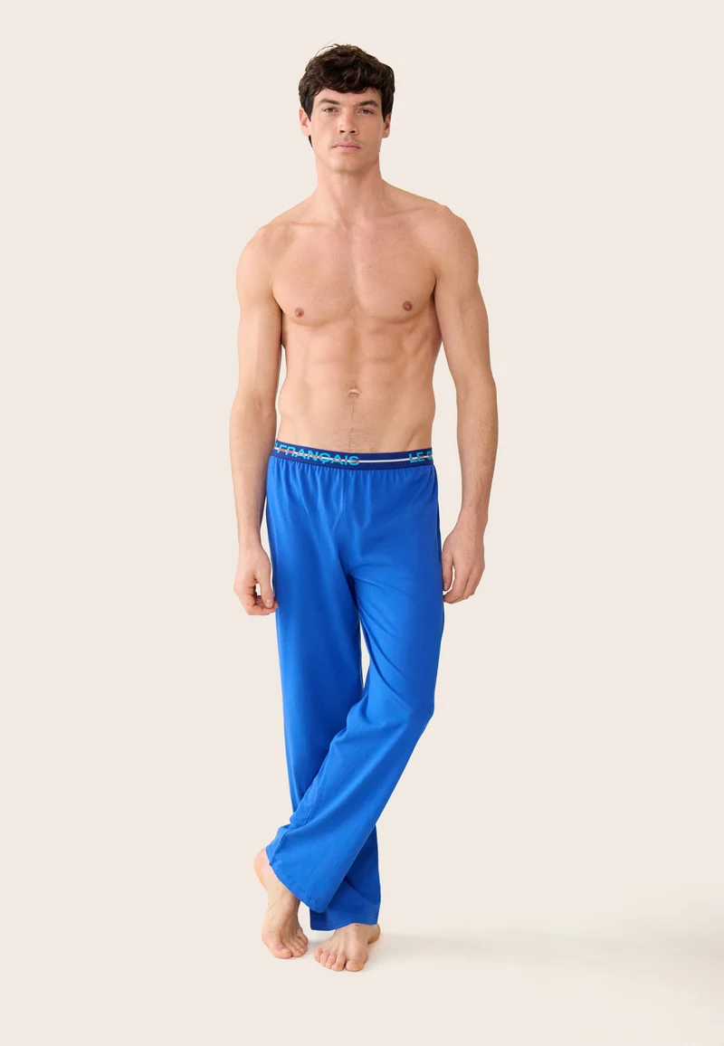 Bas de pyjama long homme bleu en coton - Indomptable Bleu Nautique