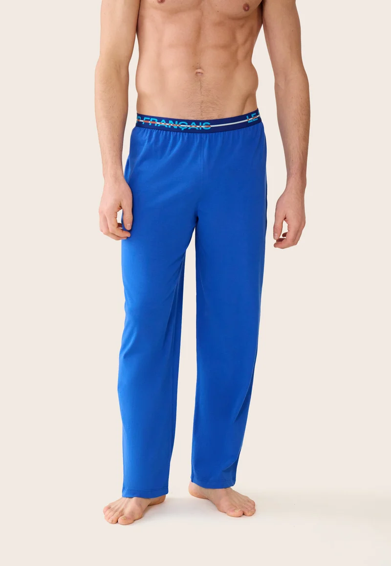 Bas de pyjama long homme bleu en coton - Indomptable Bleu Nautique