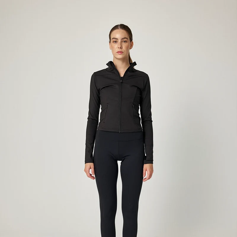 Sportjacke Damen mit Reißverschluss | Schwarz