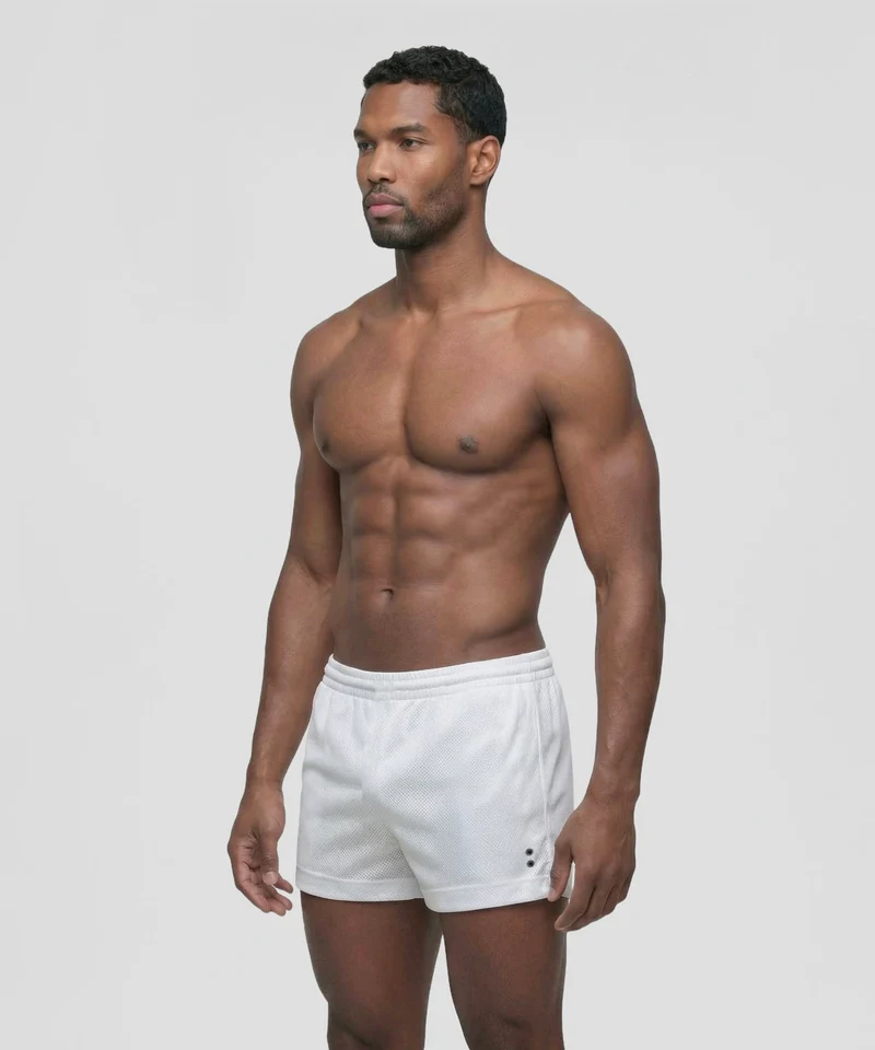 Mesh Home Shorts: White