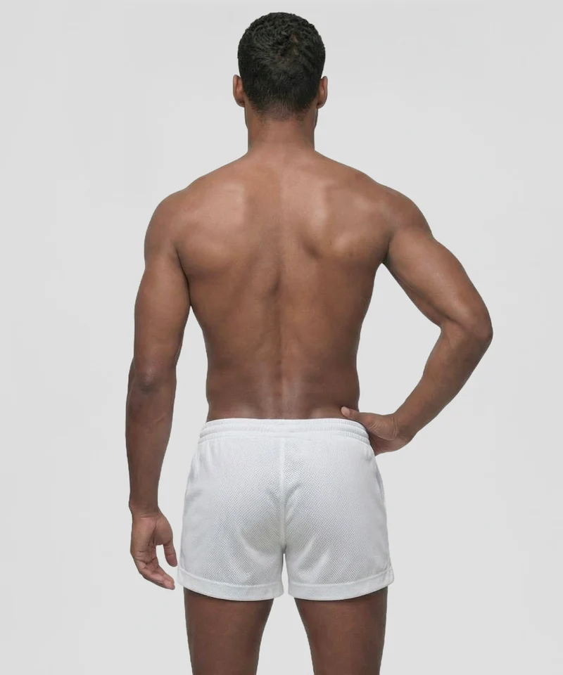 Mesh Home Shorts: White