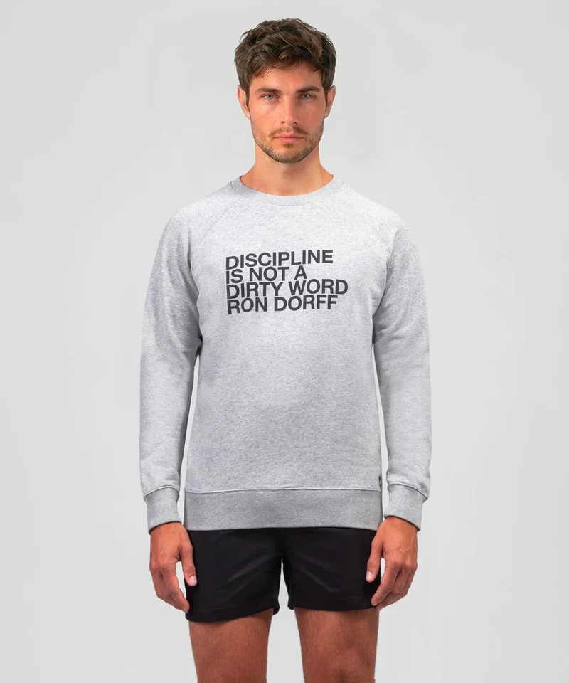 Organic Cotton Sweatshirt "DISCIPLINE": Grey Melange