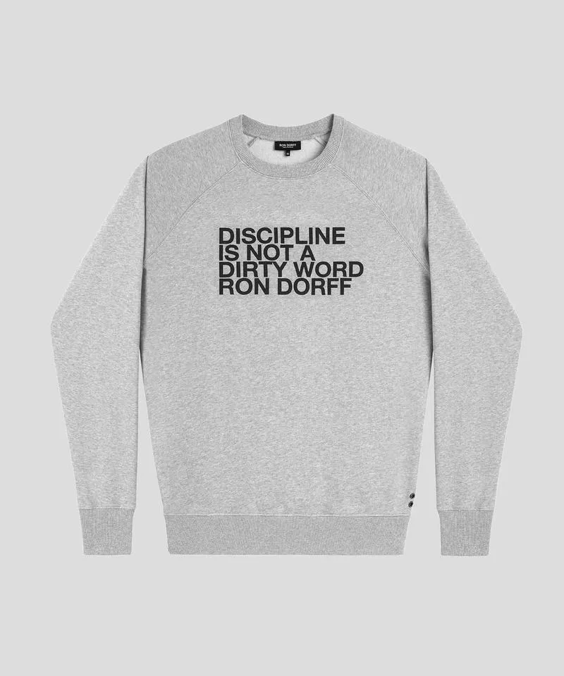 Organic Cotton Sweatshirt "DISCIPLINE": Grey Melange