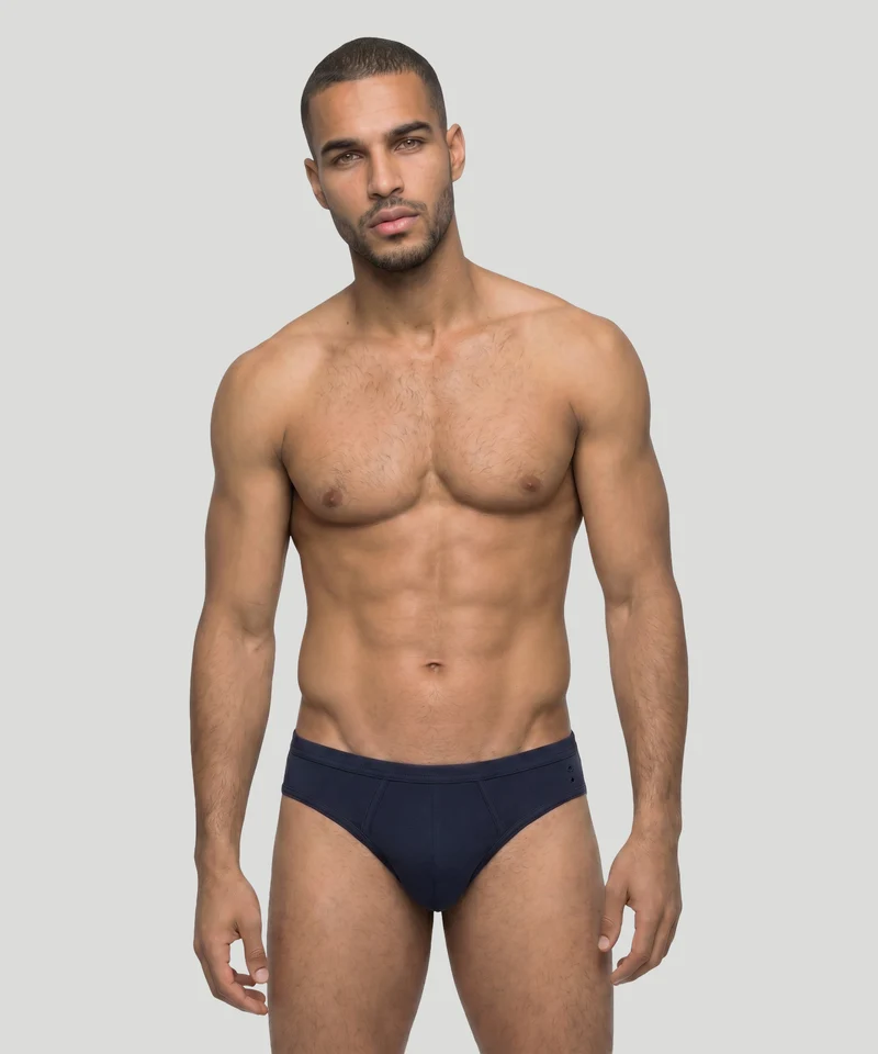 Slim Y-Front Briefs: Navy