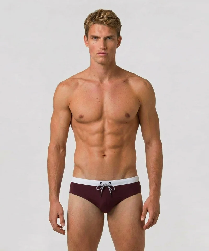 Swim Briefs w. Waistband: Espresso