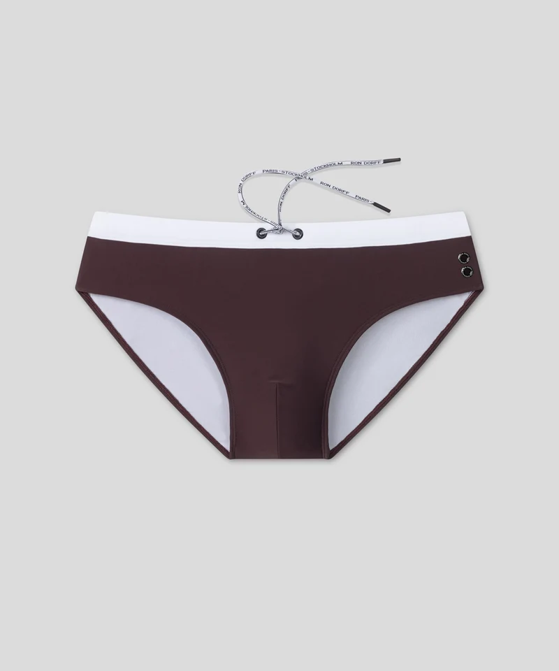 Swim Briefs w. Waistband: Espresso