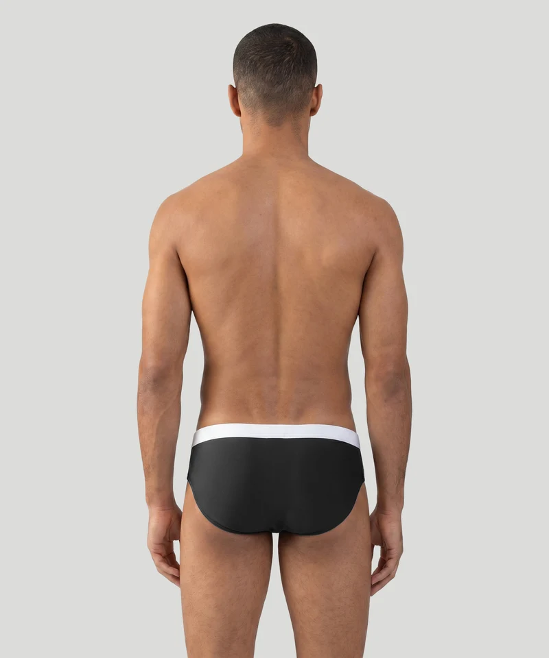 Swim Briefs w. Waistband: Black
