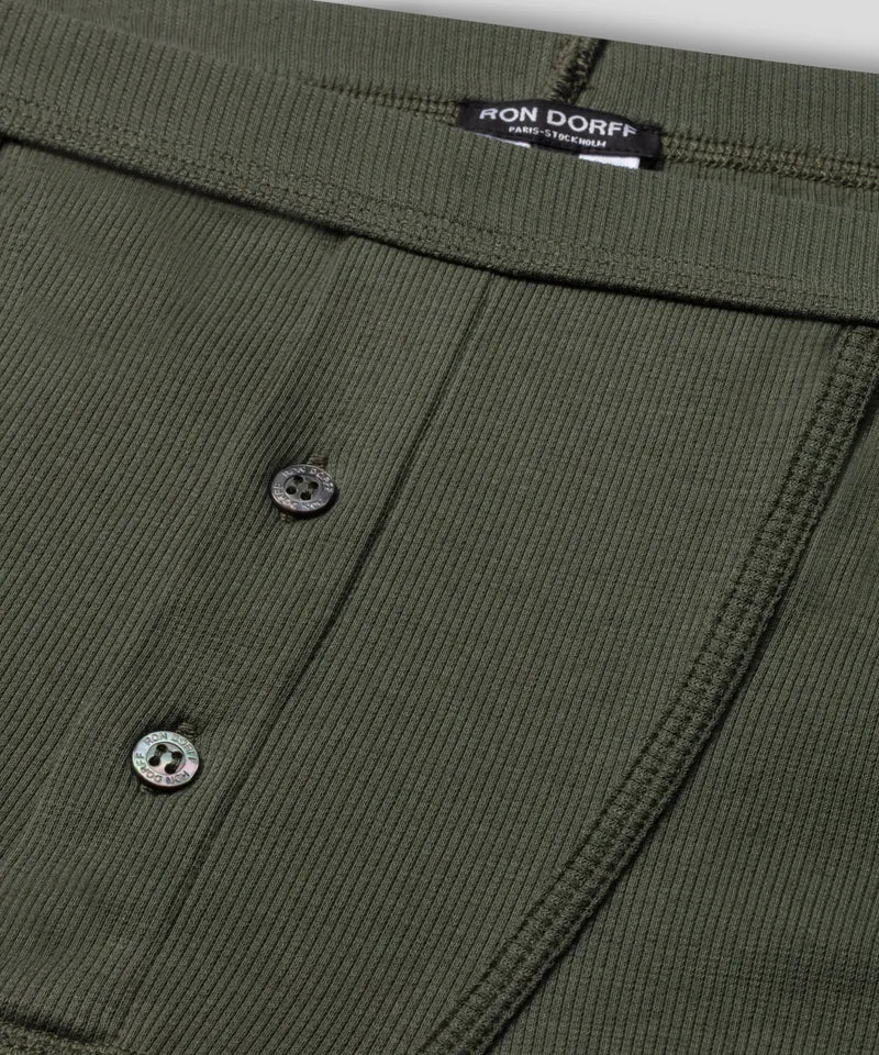Army Ribbed Night Shorts: Military Green