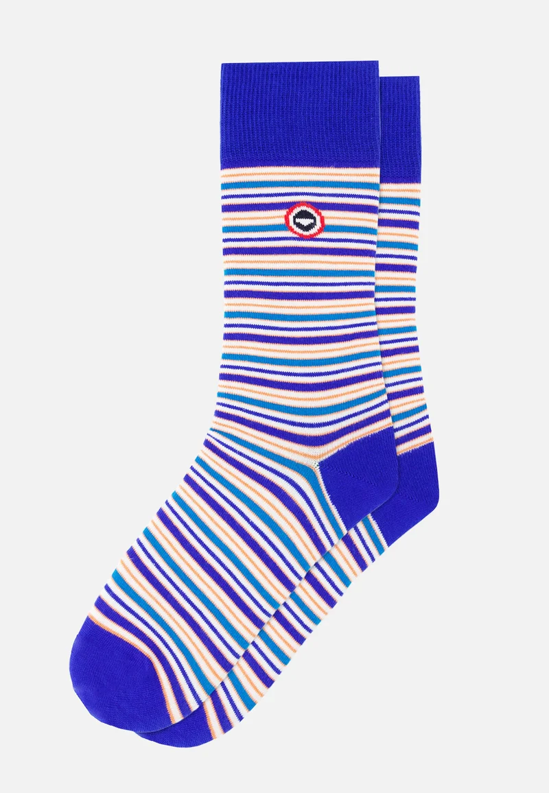 Chaussettes mi-hautes bleu à rayures matelas - Lucas Rayure Matelas Bleu Ocean