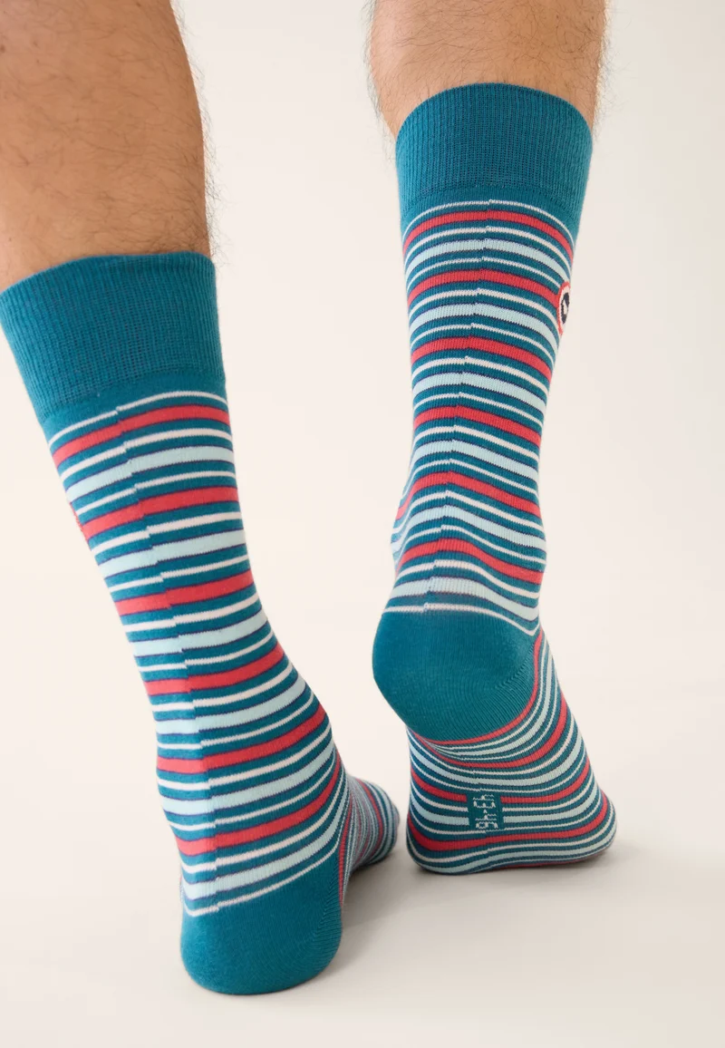 Chaussettes mi-hautes rose à rayures matelas - Lucas Rayure Matelas Rose Cerise
