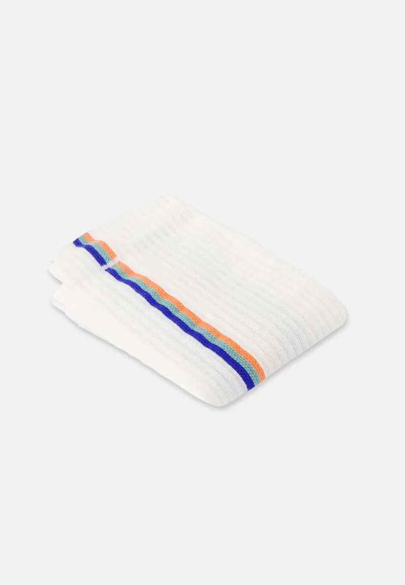Chaussettes de sport mi-hautes rayées bleu, vert et orange - Wilfried Lignes Bleu Nautique Vert Azur Orange Corail
