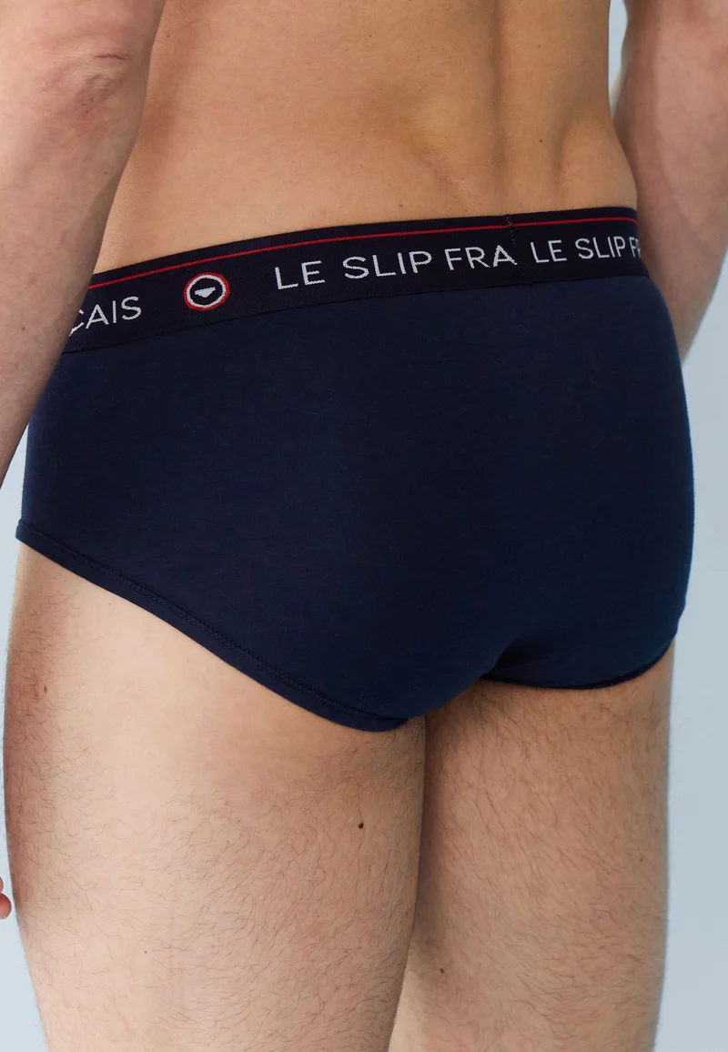 Slip bleu marine en coton - Intrépide Marine Brodé Mon Amour