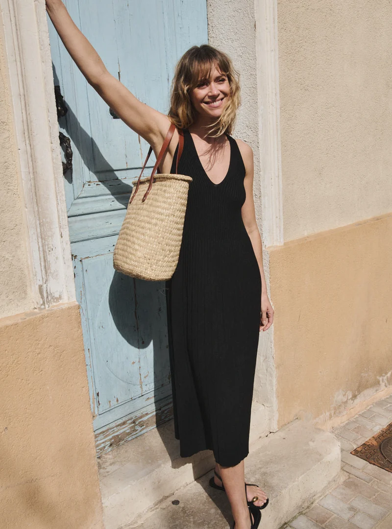 Robe longue viscose noire Diana