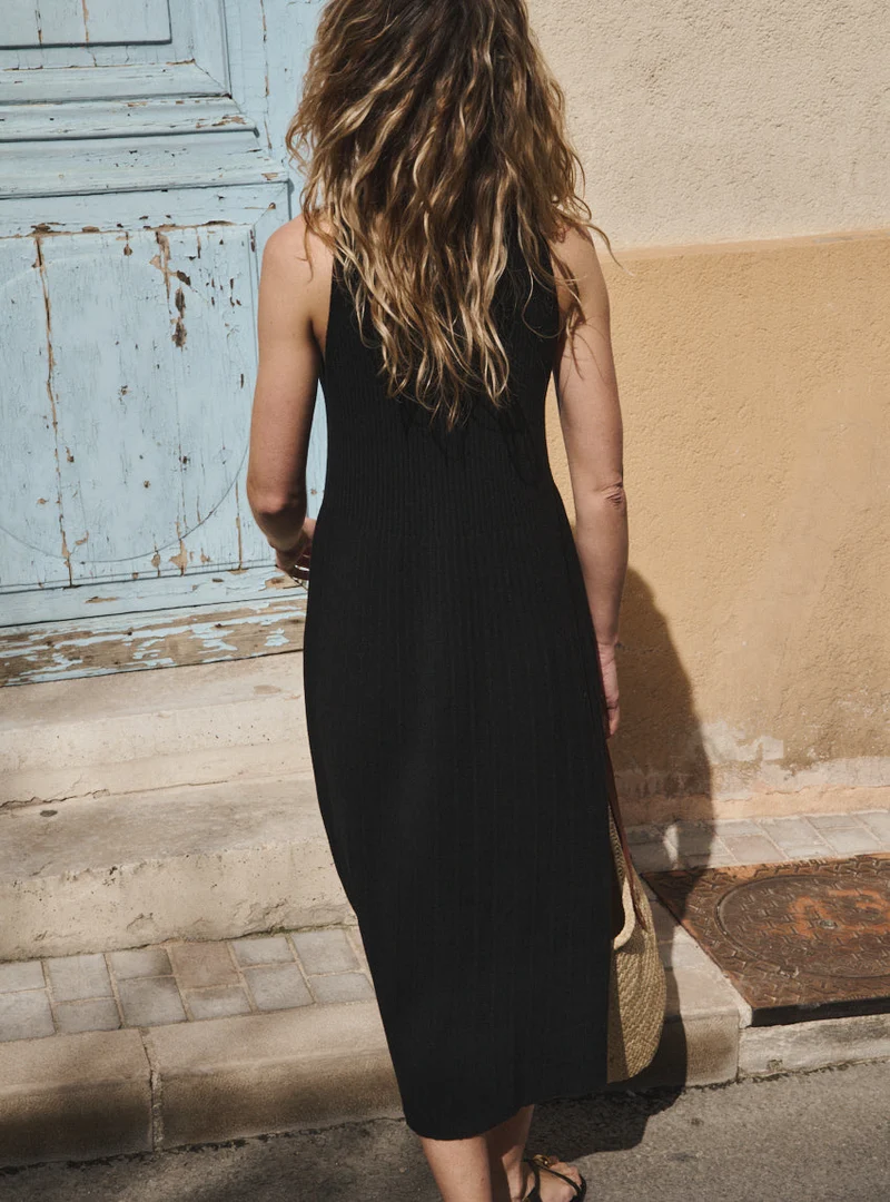 Robe longue viscose noire Diana
