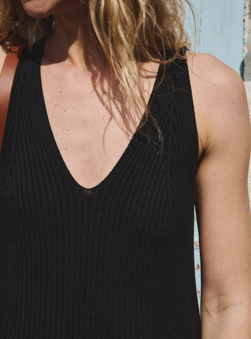 Robe longue viscose noire Diana