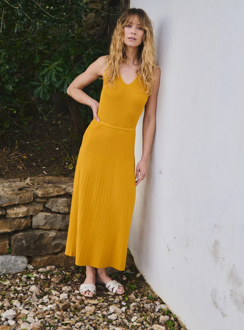 Jupe longue jaune Deva