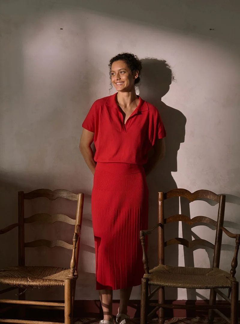 Polo manches courtes femme rouge Delphine