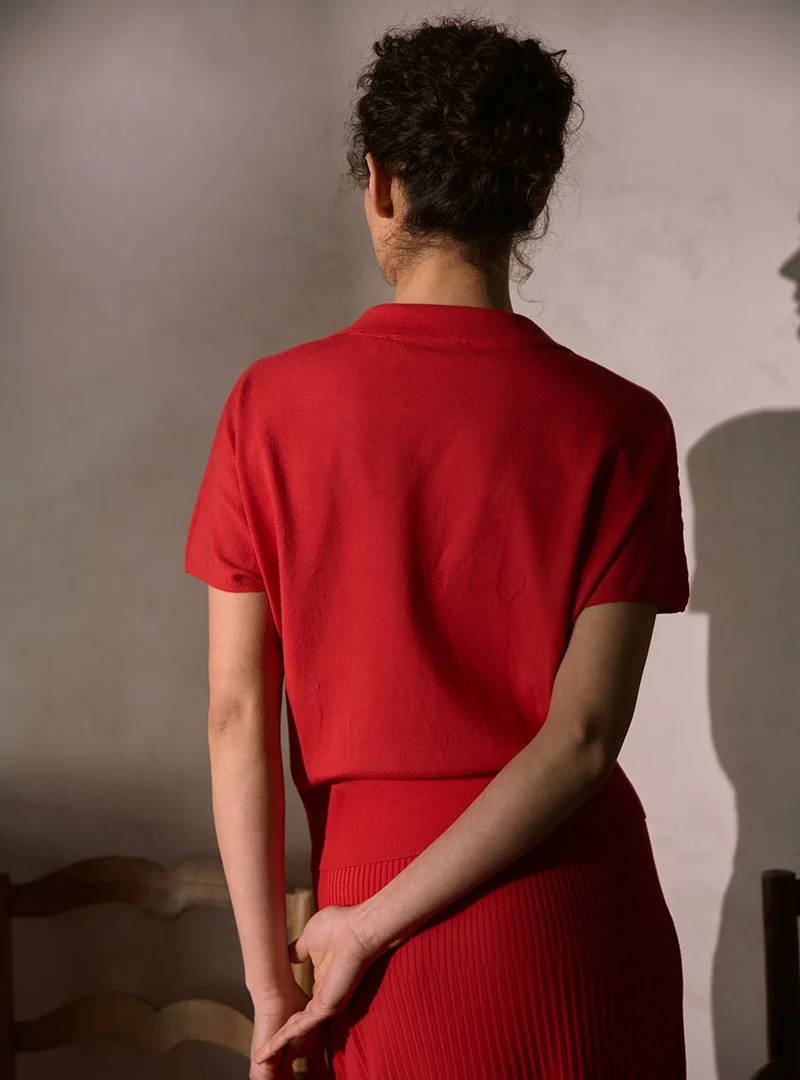 Polo manches courtes femme rouge Delphine