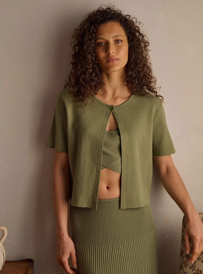 Cardigan manches courtes maille jersey Diane