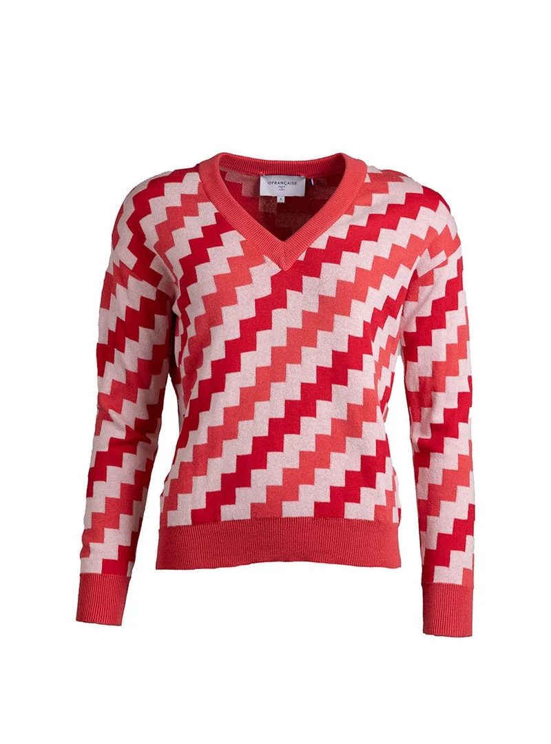 Pull col V damier Doriane