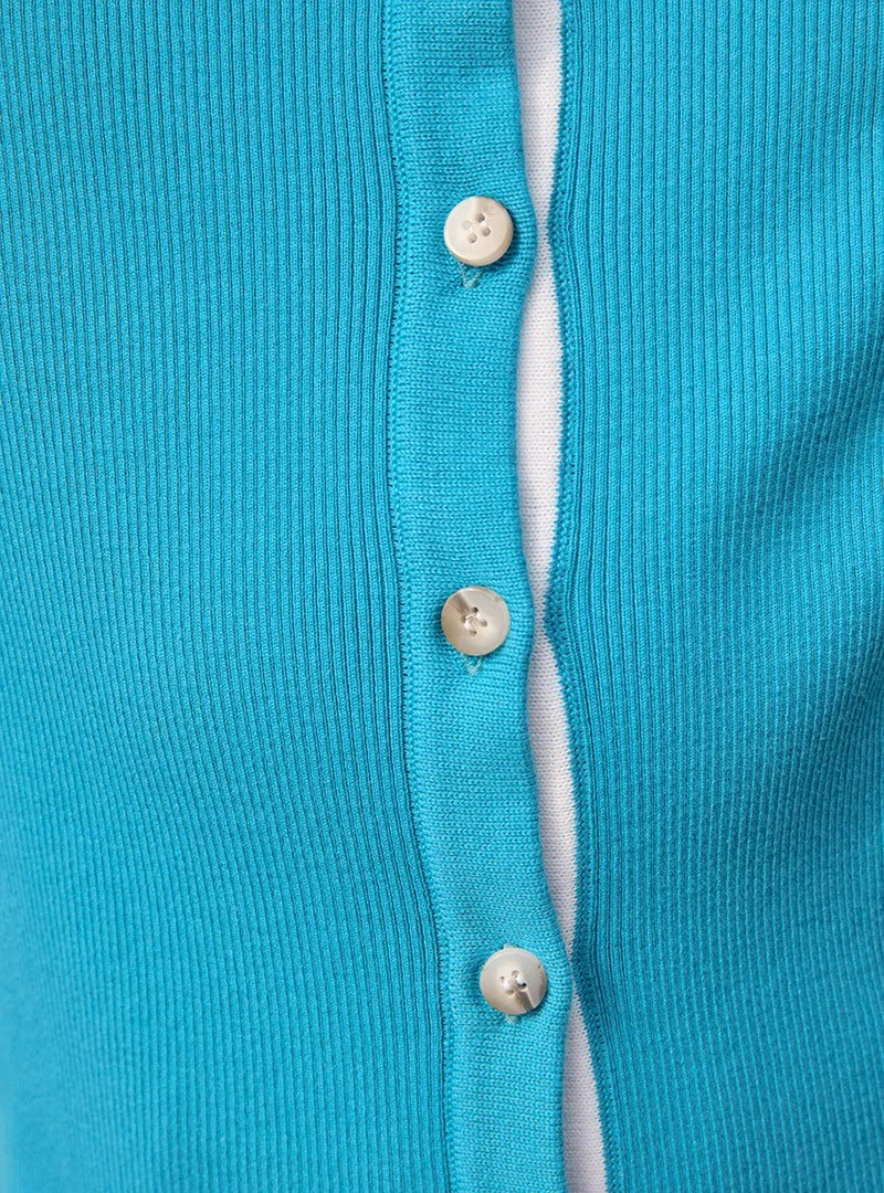 Cardigan col polo bleu Dominique
