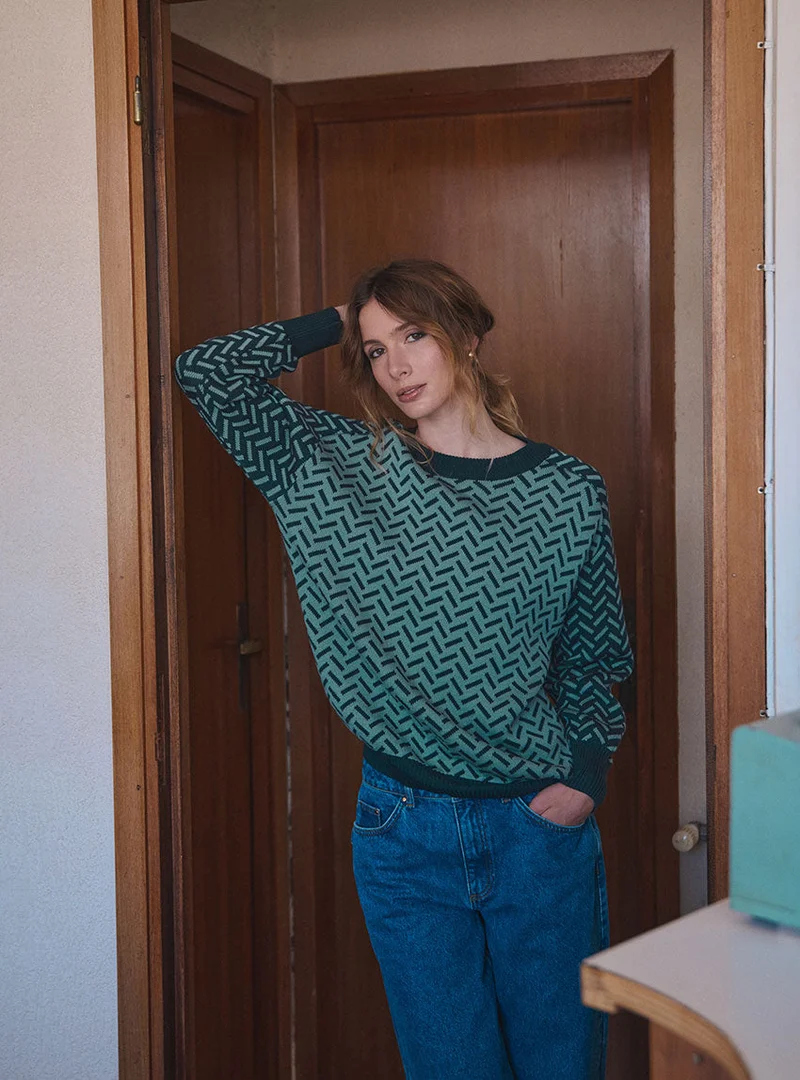 Pull jacquard vert sauge Cindy