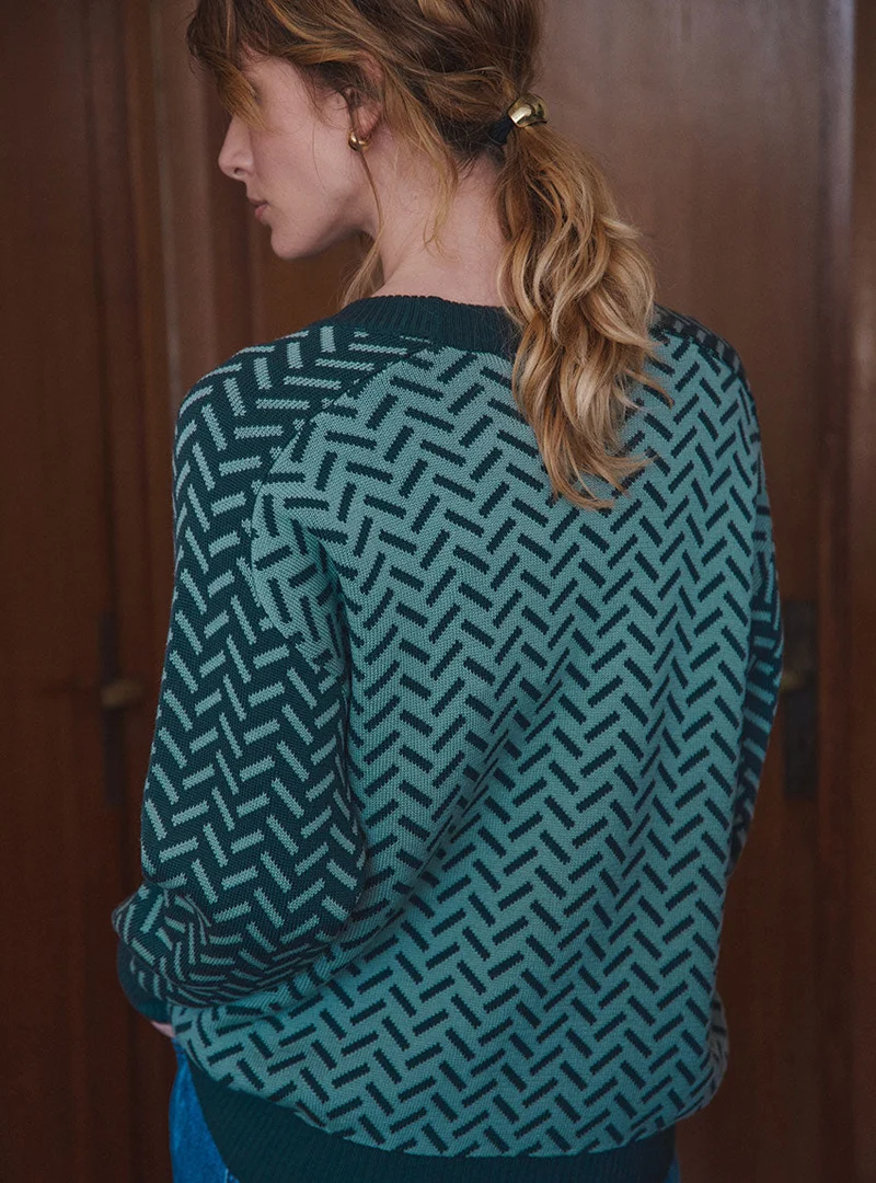 Pull jacquard vert sauge Cindy