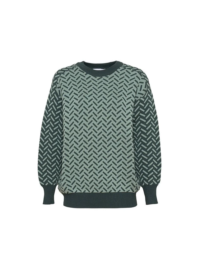 Pull jacquard vert sauge Cindy