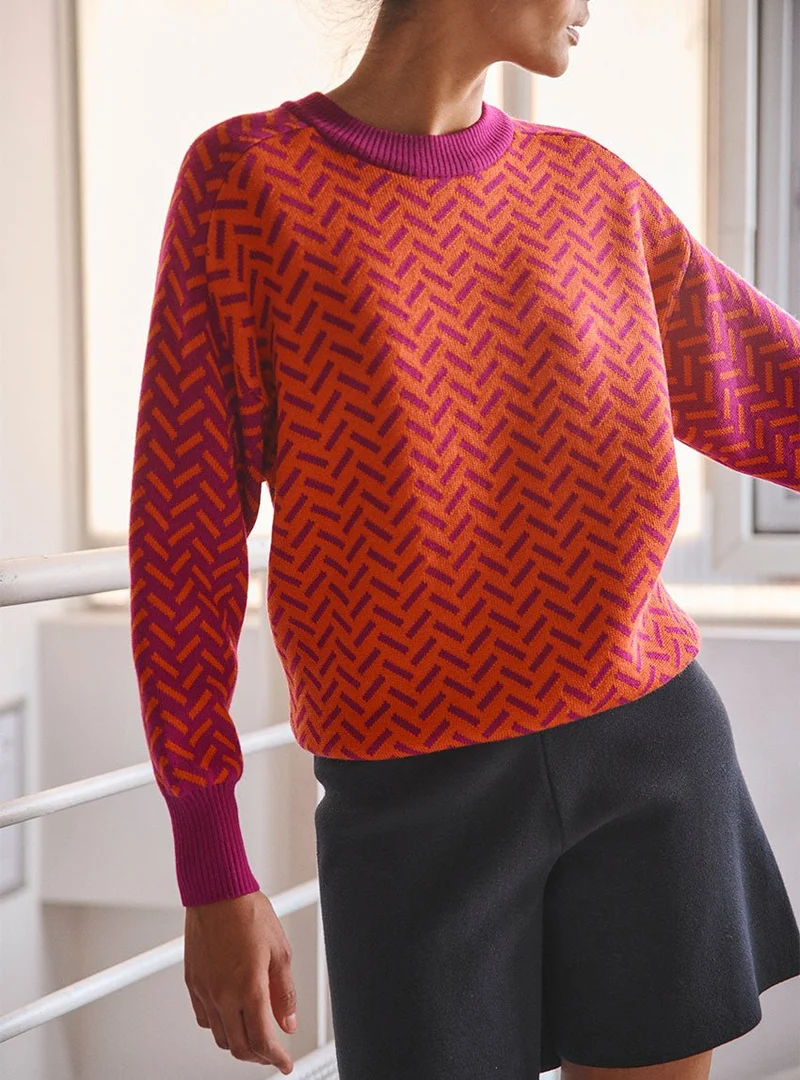 Pull jacquard orange Cindy
