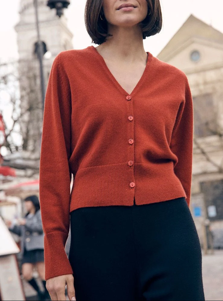 Gilet laine mérinos et cachemire orange Carole