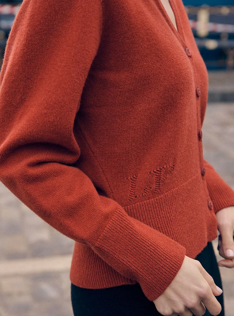 Gilet laine mérinos et cachemire orange Carole