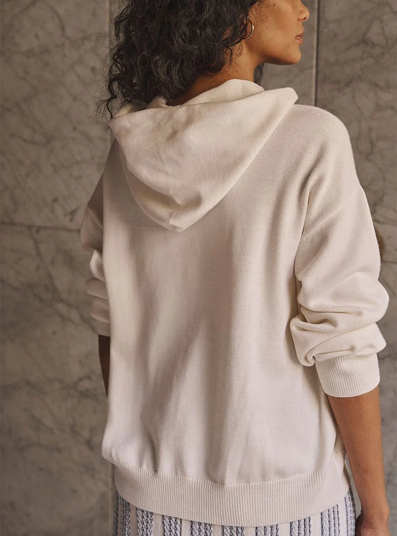 Pull à capuche blanc Claude