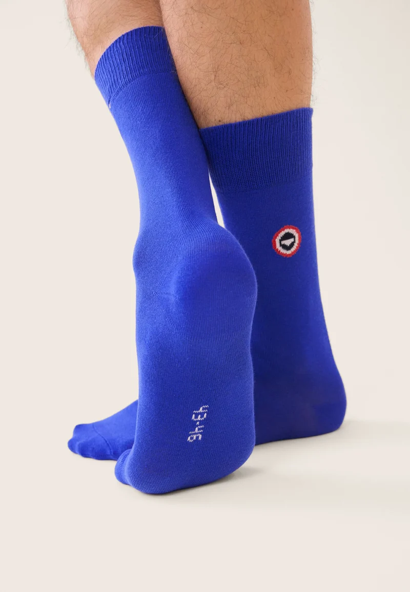 Chaussettes mi-hautes unies bleu - Robuste Bleu Nautique