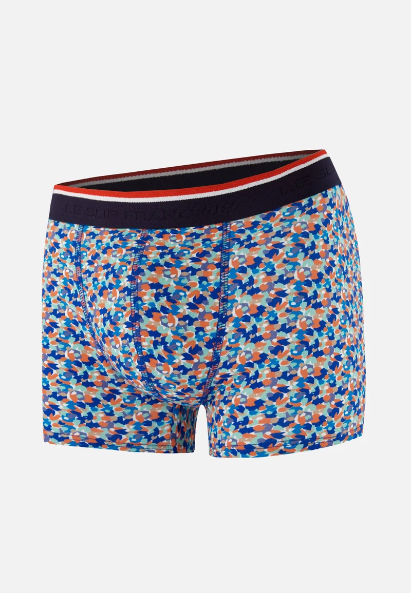 Boxer bleu à motif confetti en coton - Marius Confetti Bleu Nautique