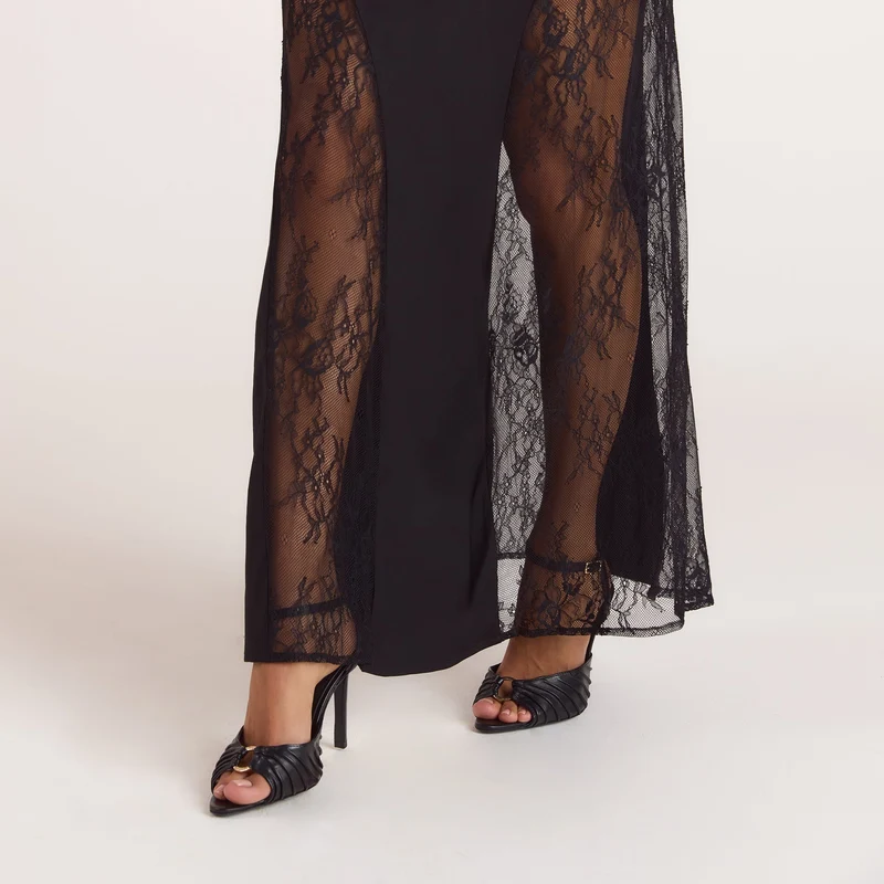 Robe Maxi en Dentelle - Noir